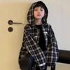 Roupa Infantil Coreana Jaqueta Xadrez Primavera e Outono 2026 Meninos e Meninas Casual com Zíper Capuz Solta Estilosa Top