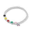 Pulsera de Cuentas de Plata 925 Smiley Arcoíris para Mujer Diseño Nicho de Lujo Ligero Moda Pulsera Combinable Regalo para Compañera de Clase Novia