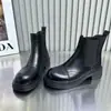 Botines de Piel Suave Punta Redonda Tacón Grueso Retro Tobillo Mujer 2026 Otoño/Invierno Nuevos Botas Chelsea Estilo Británico Negro Dr. Botas Martens Mujer