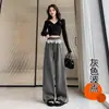 Pantalones Deportivos de Encaje de Lunares Negros de Pierna Ancha para Mujer Primavera y Otoño 2025 Nuevos Cintura Alta Look Adelgazante Pantalones Casuales