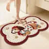 Alfombra Absorbente de Baño Tejida de Lana Sintética Alfombra de Piso de Dibujos Animados Felpudo de Baño Felpudo de Prueba de Baño Alfombra Antideslizante para Puerta