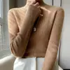 Nuevo Suéter Elegante de Punto Fino para Mujer, Estilo Primavera 2025, Cuello Semi-Alto Regular, Ajustado, Directo del Fabricante