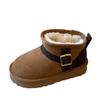 Sapatos de Inverno Infantis em Couro Genuíno Fosco Retro Botas de Neve Infantis Sapatos de Algodão Grossos Forrados com Lã Meninas Botas Curtas Meninos
