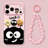 Pulsera de Muñeca de Carbón de Café Adecuada para Funda de Teléfono Apple 18pm iPhone 16 Lindo Dibujo Animado 17 Silicona 15 Exterior