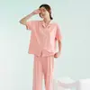 Pijama para Mujer Verano Traje Delgado Algodón 200g Dulce Casual Cómodo Holgado Se Puede Usar Afuera Ropa de Pareja Ropa para el Hogar Venta al por Mayor