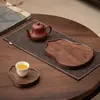 Bandeja de té con forma de calabaza del norte de madera de nogal, Soporte pequeño vintage para tetera de estilo chino de madera maciza, Plataforma de preparación en seco, Bandeja de té para el hogar, Soporte para tazas de té, Bandeja de té Kung Fu