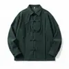 Nueva camisa de manga larga de color liso para hombre estilo chino con botones de nudo chino tradicional, corte holgado, chaqueta tipo traje Tang talla grande, camisa casual para primavera y otoño