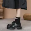 Mocasines de suela gruesa para mujer, nuevo estilo otoño 2026, plataforma con cordones, que aumentan la altura, estilo JK colegial británico, zapatos pequeños de cuero