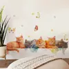 Fila Transfronteriza de Animales, Gatos, Mariposas, Pegatinas de Pared, Habitación Infantil, Dormitorio, Pared de Fondo de Sala de Estar, Pintura de Decoración Cálida para el Hogar