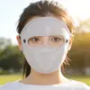 Máscara facial completa de verão para mulheres, lavável, unissex, máscara fina de seda gelada respirável de verão com aba para proteção solar
