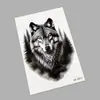 Pegatinas de tatuaje temporales para brazo de flores estilo oscuro en blanco y negro con diseños de mariposa, lobo, tigre, calavera y rosa, impermeables, de larga duración, pegatinas de tatuaje desechables