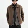 Abrigo corto de lana de doble cara 70% lana para hombre, nuevo estilo de invierno con cuello alto, engrosado para abrigar, prenda de abrigo de moda para hombre