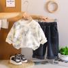 Conjunto de Roupa de Outono para Meninos 2025 Novo Estilo Coreano Conjunto de Duas Peças de Manga Comprida Primavera e Outono para Crianças Roupas da Moda para Bebês Atacado