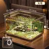 Aquário ecológico de mesa, aquário estilo 2025, pequeno aquário de vidro para tartaruga para sala de estar, pequeno aquário para peixe dourado, novo modelo para uso doméstico, acrílico