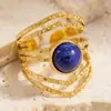 Anillo de Acero Inoxidable Transfronterizo Diseño de Nicho Femenino Joyería de Alta Gama Chapado en Oro Verdadero de 18k Anillo de Acero de Titanio