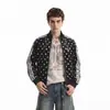 Chaqueta de solapa a rayas de lunares reflectantes de gamuza retro americana, abrigo corto de hombros rectos con cuello alto, sudadera, top cárdigan