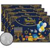 Manteles Individuales Nuevos de Lino Más Vendidos de Amazon, Nueva Decoración de Mesa de Estrella de Cinco Puntas y Paloma para Hanukkah, Venta Directa de Fábrica