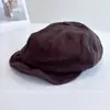 Chapéu Newsboy de Sarja de Algodão Estilo Japonês Liso para Mulheres, Chapéu Quente Espessado para Outono e Inverno com Aba Macia, Chapéu Octogonal, Chapéu Azul Marinho, Moderno