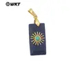Wt-P2011 Exportación Más Vendido Pequeño Sol Dorado Incrustado Piedra Natural de Colores Colgante Rectangular Accesorios Hechos a Mano