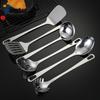Aço inoxidável 430 espátula doméstica para refogar tudo em aço uma peça cabo longo conjunto de utensílios de cozinha simples espátula grossa para bife
