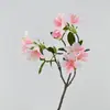Flor Artificial Pequena Azaleia de 3 Galhos Buquê Decoração de Casa Casamento Adereço Fotografia Adereço Decoração de Casa Flor Falsa