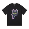 Comércio Exterior Marca da Moda Marca Roxa Logo Clássico de Letras Estampado Manga Curta Névoa Rua Americana Marca da Moda Camiseta