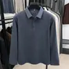 Camisa polo de lana y seda para hombre, nuevo modelo otoño 2026, manga larga, suave y cómoda, camiseta interior para hombre al por mayor