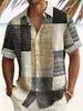 Camisa de manga corta retro americana de comercio exterior de Amazon con estampado de cuadros, top casual con un toque de alta gama, camisa elástica en cuatro direcciones para hombre