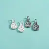 Pingente Sólido de Prata Esterlina S925 com Bênção e Pingente de Dinheiro Pulseira de Corda Trançada DIY Pulseira de Cristal Tag Acessórios de Prata