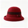 Novo chapéu bucket de lã para mulheres, estilo Hepburn francês outono/inverno, com laço, elegante e versátil, faz o rosto parecer menor, chapéu de pescador