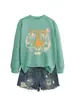 Amazon Ebay Estación Independiente Moda Elegante Interesante Dama Cabeza de Tigre Colorido Otoño e Invierno Cuello Redondo Sudadera Camiseta Base