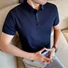 2026 Verão Novo Masculino Sem Costura Seda Gelada Fina Polo com Gola Tecido de Nylon de Secagem Rápida Camiseta de Manga Curta