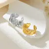 Anel Aberto Splicing Coração Europeu e Americano Mais Vendido Design Personalizado Luxo Acessível Aço Inoxidável Banhado a Ouro 18K para Mulheres