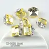 Arte de Uñas Brillante Amarillo Brillante K9 Sin Base con Diamantes Triturados Chapados en Oro, Lujoso Arte de Uñas Rectangular Hecho a Mano con Diamantes