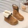 Botas de Algodón Versátiles para Niñas 2025 Nuevo Estilo de Invierno para Niños Medianos y Mayores Botas Martin Casuales Botas de Nieve Cálidas con Felpa para Niños