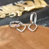 Pendientes Cuadrados Geométricos de Diamante Brillante, Pendientes de Aro Personalizados de Estilo Sencillo, Pendientes de Aro Cuadrado con Marco de Rombo de Doble Uso, Tendencia de Instagram