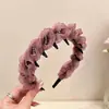 Diadema de Malla Suave con Gradiente y Perlas de Caña Alta para Mujer, Versátil para el Uso Diario, Recoger el Cabello, Lavarse la Cara y Peinar