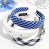 Diadema de Esponja Estilo Coreano Fresca Primavera Combinable Azul Claro Flor Delicada Rota Lado Ancho Diadema Parte Superior Craneal Alta Accesorios para el Cabello