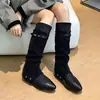 Botas de tacón alto apilado con tachuelas y punta fina negras para mujer, nuevo modelo otoño/invierno 2026, uso bidireccional desmontable, botas de montar ajustadas
