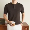 Em Estoque Outono/Inverno Suéter Estilo Old Money Masculino Gola Redonda Botão Tricô Manga Curta Suéter