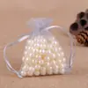 Bolsa de hilo para joyería al por mayor de fábrica color liso hilo de perla bolsa para dulces de boda empaque de joyería color liso bolsa de malla de gasa organza