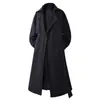 Ropa para Hombre Enbu Transfronteriza Otoño Nuevo Corte Holgado Juventud Moda Tendencia Gabardina Larga de Doble Botón Venta al por Mayor