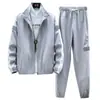 Saco negro casual con capucha estilo coreano pantalones normales manga larga traje deportivo casual para hombre