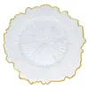 Pratos de Exportação Transfronteiriça de Amostra, Prato Transparente de Alta Qualidade com Borda Festonada Folha de Lótus Transparente, Prato de Jantar, Prato para Servir Comida Ocidental