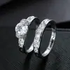 Anillos de Pareja Cuadrados de Circonita Diamante para Mujer Más Vendidos en Aliexpress, Joyería de Anillos de Comercio Exterior Más Vendida al por Mayor