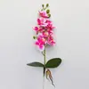 Flores Artificiales Wholesale Transfronterizo: 9 Flores, 2 Hojas, 1 Pistilo Amarillo, Orquídea Phalaenopsis de Tallo Único, Suministros para Decoración de Salón de Bodas, Arreglo Floral de Película