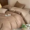 Juego de 4 piezas jacquard de algodón 100% tejido grueso de los años 60, funda de edredón de algodón puro, sábana plana, sábana ajustable, ropa de cama de alta gama para dormitorio principal