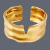 Fornecimento Exclusivo Transfronteiriço de Pulseiras Abertas Irregulares Estilo Europeu e Americano, Aço Inoxidável Galvanizado a Ouro Real 18K, Pulseiras Femininas de Luxo Leve Atacado