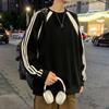 Estilo americano Hong Kong estilo oversize em torno do pescoço camisola masculina primavera e outono 2024 nova cor combinando casaco pesado maré roupas da marca
