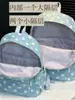 Mochila Azul Refrescante de Verano con Puntos Blancos, Estilo Coreano, Estética y Terapéutica para Niñas y Estudiantes, Mochila Pequeña para Salidas